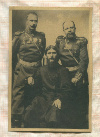 Открытка. Российская Империя. Г.Е. Распутин с генерал-майором князем М.С. Путятиным и полковником Д.Н. Ломаном. Петербург. 1904-1905 годы
