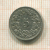 5 раппенов. Швейцария 1908г