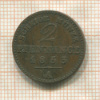 2 пфеннинга. Пруссия 1853г