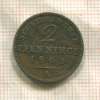 2 пфеннинга. Пруссия 1865г