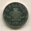 2 франка. Монако 1981г
