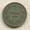 2 франка. Бельгия 1909г