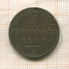 4 пфеннига. Пруссия 1860г