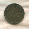 2 пфеннинга. Пруссия 1867г
