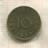 10 франкенов. Саарланд 1954г