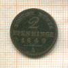 2 пфеннинга. Пруссия 1849г