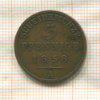 3 пфеннига. Шаумбург-Липпе 1858г