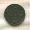 2 пфеннинга. Пруссия 1865г