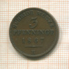 3 пфеннинга. Пруссия 1867г