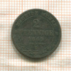 2 пфеннига. Саксония 1869г