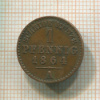 1 пфенниг. Рейсс-Обергрейз 1864г