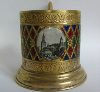 Подстаканник. "Кремль". Латунь, эмаль. (Эмаль без дефектов)