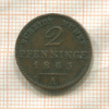 2 пфеннинга. Пруссия 1863г