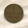 1 пфенниг. Саксония 1837г