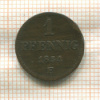 1 пфенниг. Саксония (деформация) 1854г