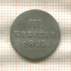 3 крейцера. Нассау 1825г