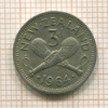 3 пенса. Новая Зеландия 1964г