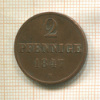 2 пфеннига. Ганновер 1847г
