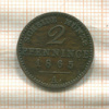 2 пфеннинга. Пруссия 1865г