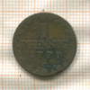 1 пфенниг. Саксония 1777г