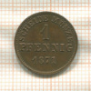 1 пфенниг. Гессен-Дармштадт 1871г