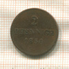 2 пфеннига. Бавария 1850г