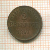 2 пфеннига. Саксен-Майнинген 1867г