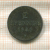2 пфеннига. Саксония 1848г