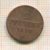 2 пфеннига. Саксония 1850г