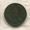 4 крейцера. Австрия 1861г