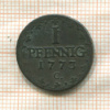 1 пфенниг. Саксония 1773г