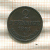 2 пфеннига. Ганновер 1861г
