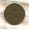 2 пфеннига. Ганновер 1847г