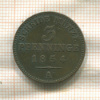 3 пфеннинга. Пруссия 1854г