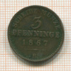 3 пфеннинга. Пруссия 1867г