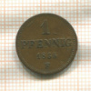 1 пфенниг. Саксония 1855г