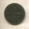 3 пфеннинга. Пруссия 1852г