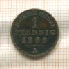 1 пфенниг. Рейсс-Обергрейз 1868г