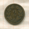 2 раппена. Швейцария 1851г