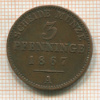 3 пфеннинга. Пруссия 1867г