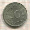 10 центов. Мальта 1972г