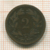 2 раппена. Швейцария 1851г