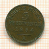 3 пфеннига. Пруссия 1854г