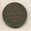 3 пфеннига. Пруссия 1866г